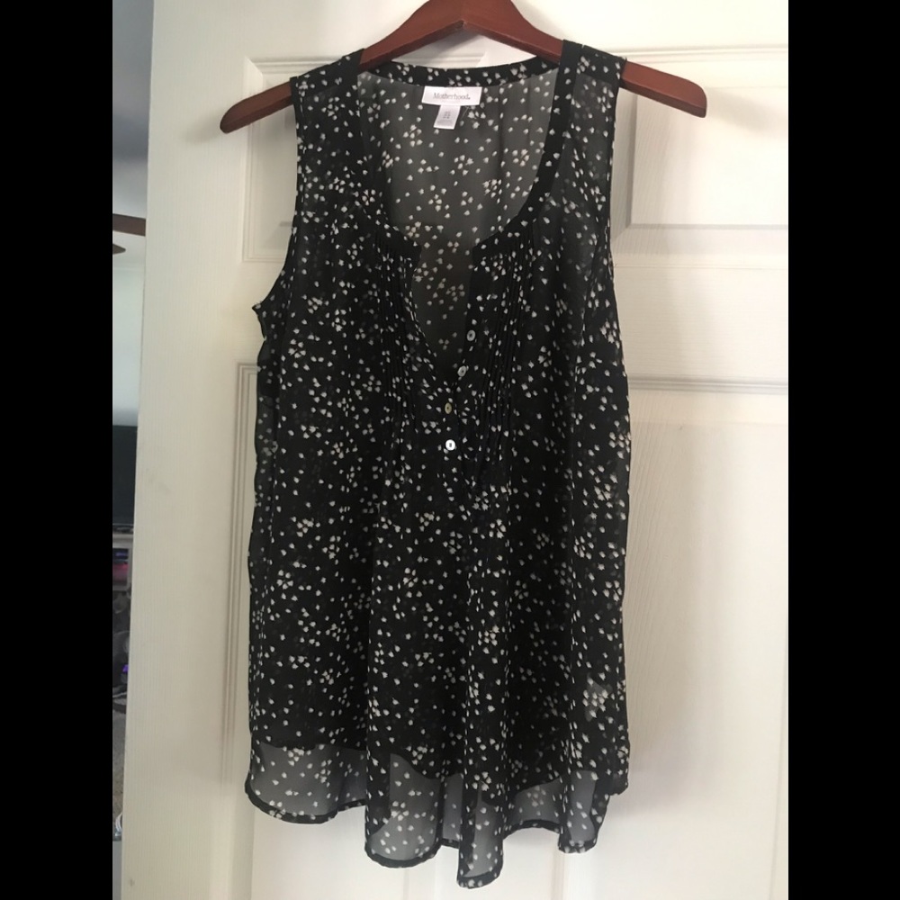 Black blouse with white flowers